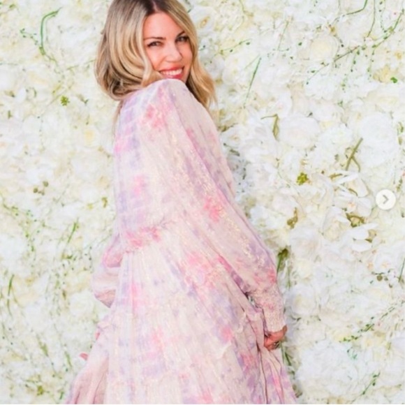 Rococo Sand Etre Metallic Maxi Dress Pink Resort Long Sleeve Womens Size Small - Picture 3 of 10